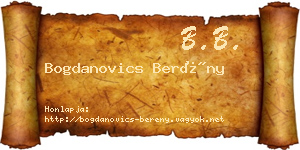 Bogdanovics Berény névjegykártya